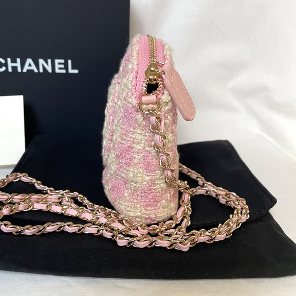 NEW CC Pink Tweed Mini with Box & Dust Bag Chain - Picture 4 of 10